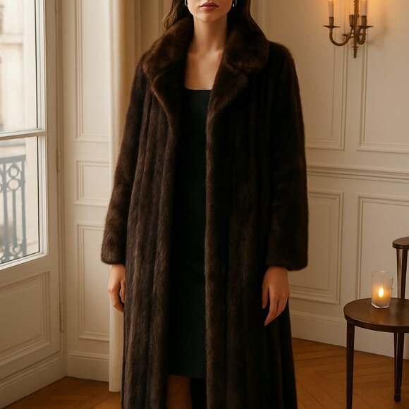 Vintage Full Length Brown Mink Fur Coat Size Small - Picture 1 of 14